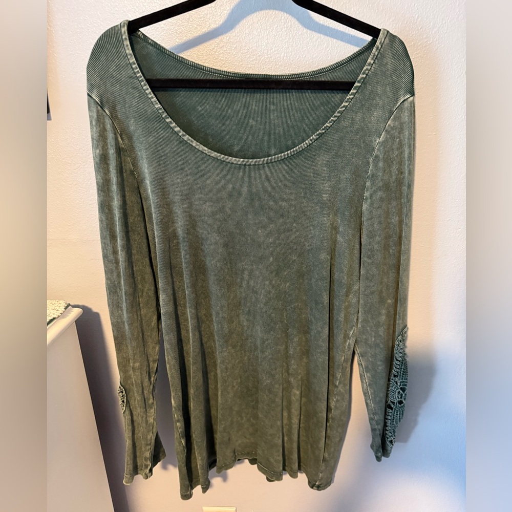 Torrid Green Crocheted Long Sleeve Top